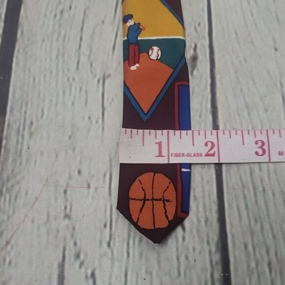 Vintage 80s 90s Kid's Sports Baseball Soccer Silk Neck Tie Coach Gym - Picture 5 of 6
